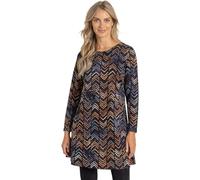 Printed Fit and Flare Dress - Black/Lilac/Brown - XL