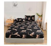 Printed Fitted Sheet Twin Fitted Bed Sheet with Elastic Blue Flower Printed Cover Single/Queen/King Linen Reactive Mattress 180(Color 13,200x220x25cm 1pc)
