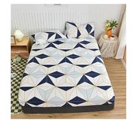 Printed Fitted Sheet White Marble Print Fitted Sheet - Elastic Edges For Single/Queen/King Size, All-Around Double Bed Cover(13,Sking198x203x30cm)