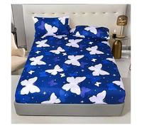 Printed Fitted Sheet White Marble Print Fitted Sheet - Elastic Edges For Single/Queen/King Size, All-Around Double Bed Cover(16,Queen153x203x30cm)