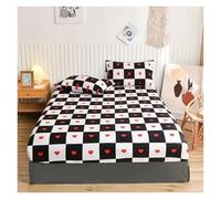 Printed Fitted Sheet White Marble Print Fitted Sheet - Elastic Edges For Single/Queen/King Size, All-Around Double Bed Cover(17,Queen153x203x30cm)