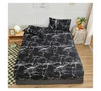 Printed Fitted Sheet White Marble Print Fitted Sheet - Elastic Edges For Single/Queen/King Size, All-Around Double Bed Cover(4,200x220x25cm 1pc)