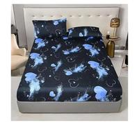 Printed Fitted Sheet White Marble Print Fitted Sheet - Elastic Edges For Single/Queen/King Size, All-Around Double Bed Cover(8,Full138x190x30cm)
