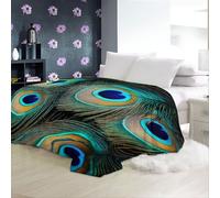 Printed Fleece Throw Blanket King Close-Up Of Peacock Feathers Soft Warm Microfiber Printed blanket Blue Cute Decor Throw Blanket Bedding for Bed Couch