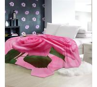 Printed Fleece Throw Blanket Pink Rose Gift for Women Men Adult Pink Soft Warm Microfiber Sport Bedding for Bed Couch 150 X 200