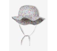Printed Floral Sun Bucket Hat for Baby Girls ecru
