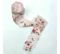Printed Flower Silk Chiffon Ribbon Wedding Hand Torn Raw Edge Rural Wind Snow Spun Small Fresh Bouquet Ties Broken Tassel Ribbon