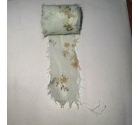 Printed Flower Silk Chiffon Ribbon Wedding Hand Torn Raw Edge Rural Wind Snow Spun Small Fresh Bouquet Ties Broken Tassel Ribbon