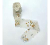 Printed Flower Silk Chiffon Ribbon Wedding Hand Torn Raw Edge Rural Wind Snow Spun Small Fresh Bouquet Ties Broken Tassel Ribbon