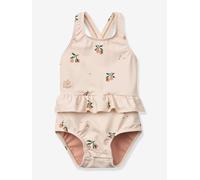 Printed frilled swimsuit light pink