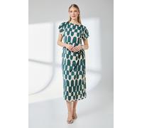 Printed Gathered Front Midi Dress Principles Nude 10