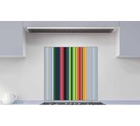 Printed Glass Kitchen Splashback - Colourful stripe abstract background. Motion effect. Multi-colour gradient pattern 600x600mm