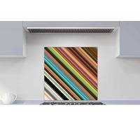 Printed Glass Kitchen Splashback - Colourful stripe abstract background. Motion effect. Multi-colour gradient pattern 600x600mm