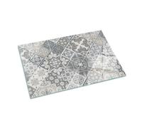 Printed Glass Stove Floor Protector | Tempered Hearth Plate | Heat Resistant Fireplace Base Panel | Decorative Spark Shield for Log Burner - 100x70cm (39.4×27.6 inch) - Decorative mosaic pattern