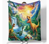 Printed Green Blanket, Soft Fleece Flannel Throw Blanket Lightweight Cute Comfy Warm Retro dinosaur puzzle Bed Blankets for Couch Sofa Bed Office 50 x 60 inch