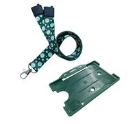 Printed Green Daisy Lanyard with Matching Colour Lanyard and Card Holder, 7 Colours to Choose from (Green) Quantam Leap