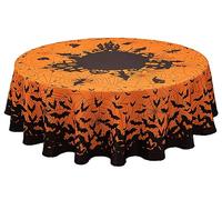 Printed Halloween Tablecloth, Silhouettes Collection - Wrinkle Free Table Cloth for Halloween Decorations, Dinner Parties and Scary Movie Nights (Horror Night, 70 Inch Round)