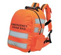 Printed Hi Viz High Visibility Orange Quick Release Anti Entanglement Emergency Grab Bag Backpack Rucksack for Road, Rail, Site, Office & Work