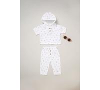 Printed Hooded Top, Trousers and Sunglasses Outfit Set Rock a Bye Baby White 0-3 m