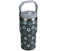 Printed Hydrate Double Wall Drinking Tumbler 550ml - Rotating Lid Offers The Choice Between Using The Straw And Sipping From The Opening, While The Cover Prevents Any Accidental Leaking (Footballs)