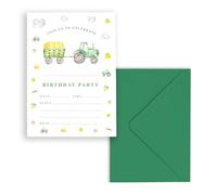 PRINTED INVITATIONS Green or Red Tractor Farm Boys Birthday Invitation Printed Card Birthday Invite School Party Invite Boys Birthday Invite (GREEN TRACTOR WITH ENVELOPES, Pack of 15)