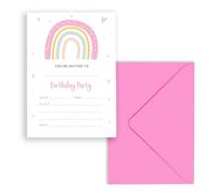 PRINTED INVITATIONS Write on Rainbow Girls Birthday Invitation, Printed Card Birthday Invite, School Party Invite, Girls Rainbow Birthday Invitation (PACK OF 35 WITH ENVELOPES)