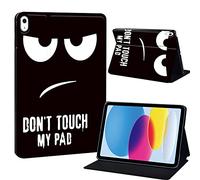 Printed iPad 10th Gen Case - Slim Hard Back Cover with Smart Stand for iPad 10.9" (Don't Touch My Pad)