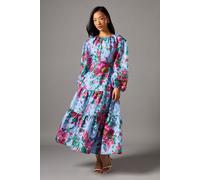 Printed Jacquard Volume Dress Coast Blue 12