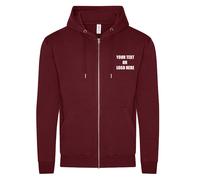 Printed Just Hoods AWDis Full Zip Up Organic Zoodie Text Logo Sports Unisex Gym