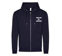 Printed Just Hoods AWDis Full Zip Up Organic Zoodie Text Logo Sports Unisex Gym