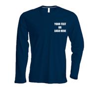 Printed Kariban Men's Long-Sleeved Crew Neck T-Shirt Personalised Logo Text Gym