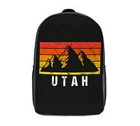 Printed Knapsack Utah Mountain Retro School Backpack Adjustable Straps Daypack for Hiking, Camping, Work, 42X32X14Cm