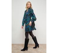 Printed Lace Trim Boho Shirt Mini Dress Oasis Floral 16