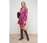 Printed Lace Trim Boho Shirt Mini Dress Oasis Floral 8