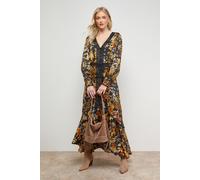 Printed Lace Trim Detail High Low Hem Midi Dress Oasis Floral 14