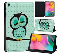 Printed Leather slim lightweight Stand Cover Case for Samsung Galaxy Tab A 10.1 2019 Case (Model: SM-T510 SM-T515), Cover with Stand Function (Black) (sleeping owl)