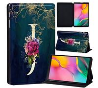 Printed Leather slim lightweight Stand Cover Case for Samsung Galaxy Tab A 10.1 2019 Case (Model: SM-T510 SM-T515), Cover with Stand Function (Black) (initial letter J)