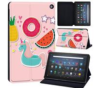 Printed Leather slim lightweight Stand Cover Folio Case for Amazon All-New Fire HD 10 and Fire HD 10 Plus (11th generation, 2021 release) Tablet (lolly pop unicorn)