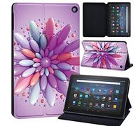 Printed Leather slim lightweight Stand Cover Folio Case for Amazon All-New Fire HD 10 and Fire HD 10 Plus (11th generation, 2021 release) Tablet (3D art-large flower)