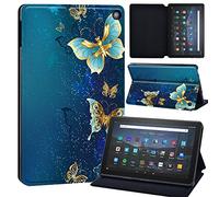 Printed Leather slim lightweight Stand Cover Folio Case for Amazon All-New Fire HD 10 and Fire HD 10 Plus (11th generation, 2021 release) Tablet (fantasy butterfly)