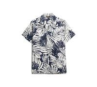 Printed linen open-collar shirt Superdry Noir M