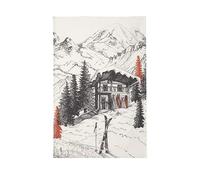 Printed Linen Tea Towel, Chalet, 50 x 75 cm