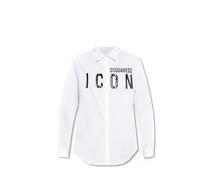 Printed Long Sleeve Button-Up Shirt - male - Dsquared2 - Casual Shirts - White - XL - Shirts XL