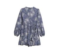Superdry Printed Wrap Long Sleeve Short Dress Multicolor L Woman