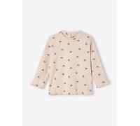 Printed long-sleeved baby t-shirt marl beige