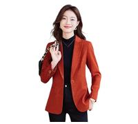 Printed Long Suit Jacket Single Button Formal Jacket Slim Casual Blazer Outerwear Tops Orange