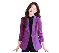 Printed Long Suit Jacket Single Button Formal Jacket Slim Casual Blazer Outerwear Tops Purple