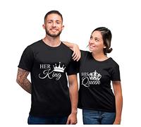 Printed Married Couple T-Shirt His Queen Her King Partner Gift Unisex Adults Shirt