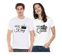 Printed Married Couple T-Shirt His Queen Her King Partner Gift Unisex Adults Shirt
