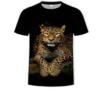 Printed Men's T-Shirt Lion Tiger 3D Digital Print Short Sleeve Top,Acre,L